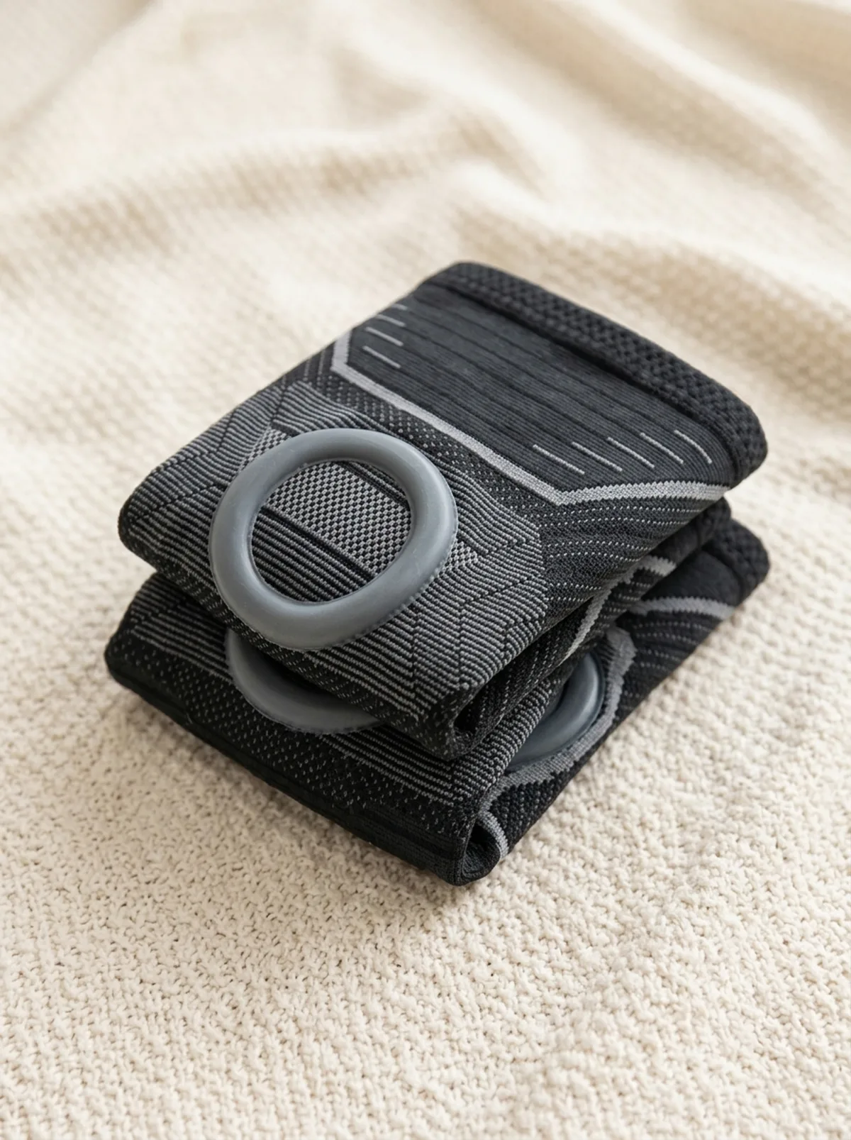 Two pairs of knee sleeves folded and stacked