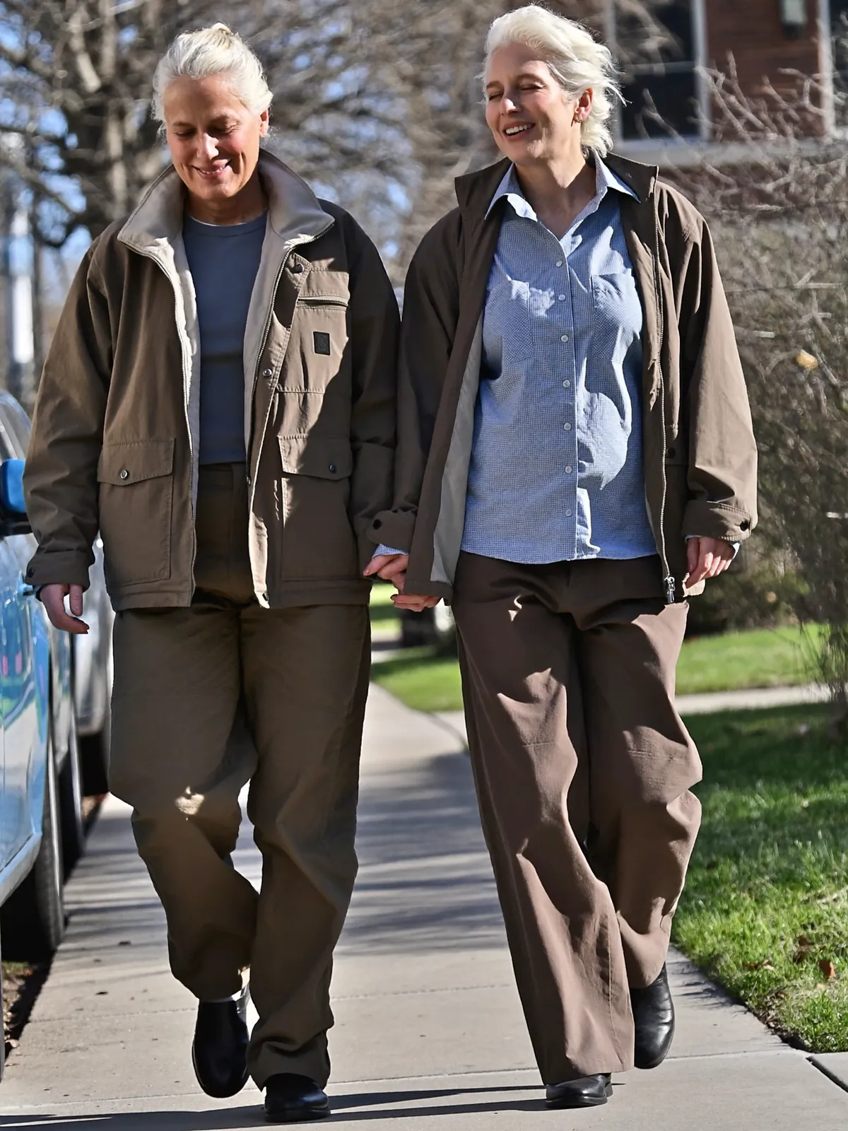 Out walking, wearing the sleeve under clothing